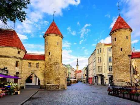 a view of tallin Viru Gate in Estonia
