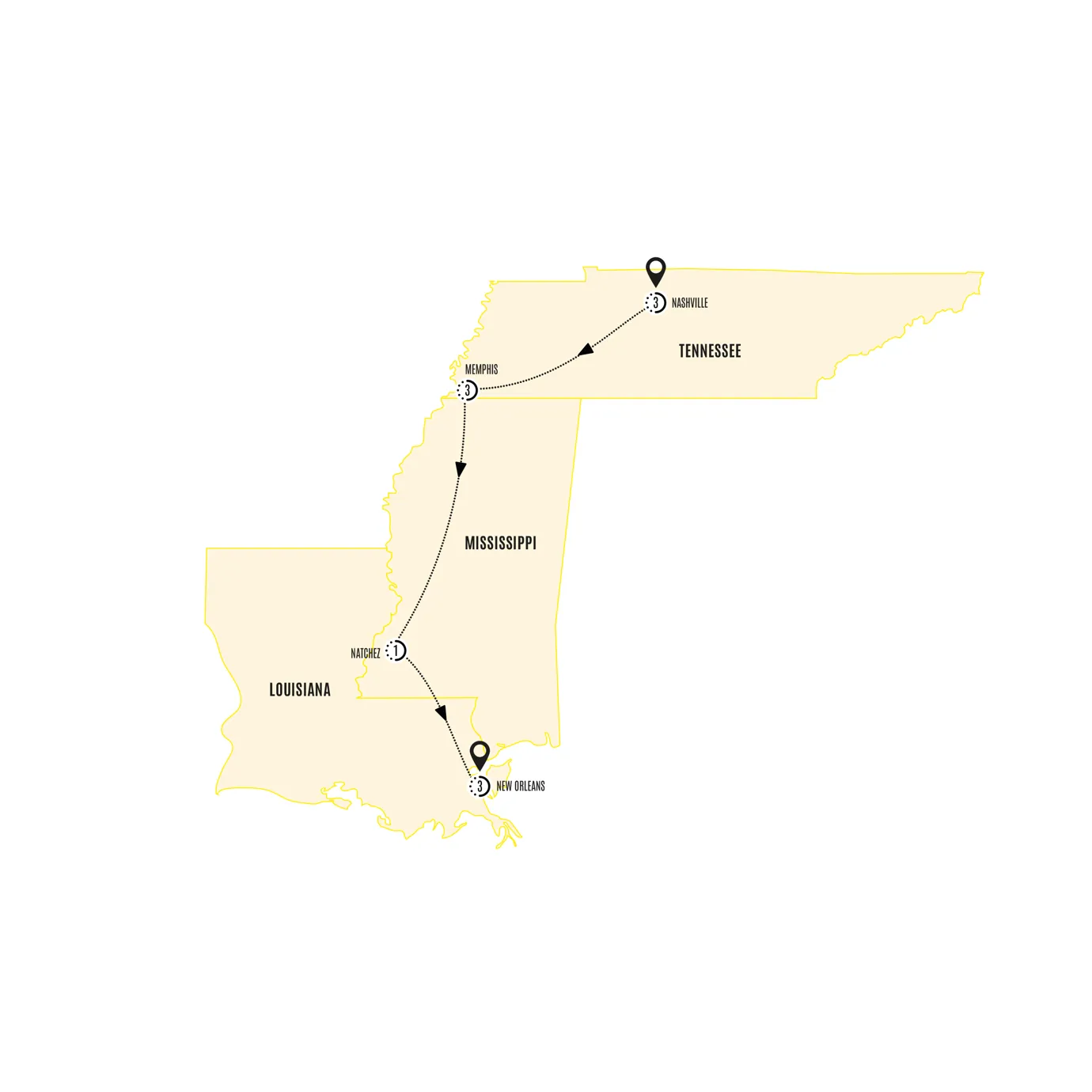 Rhythms South Guided Tour Map