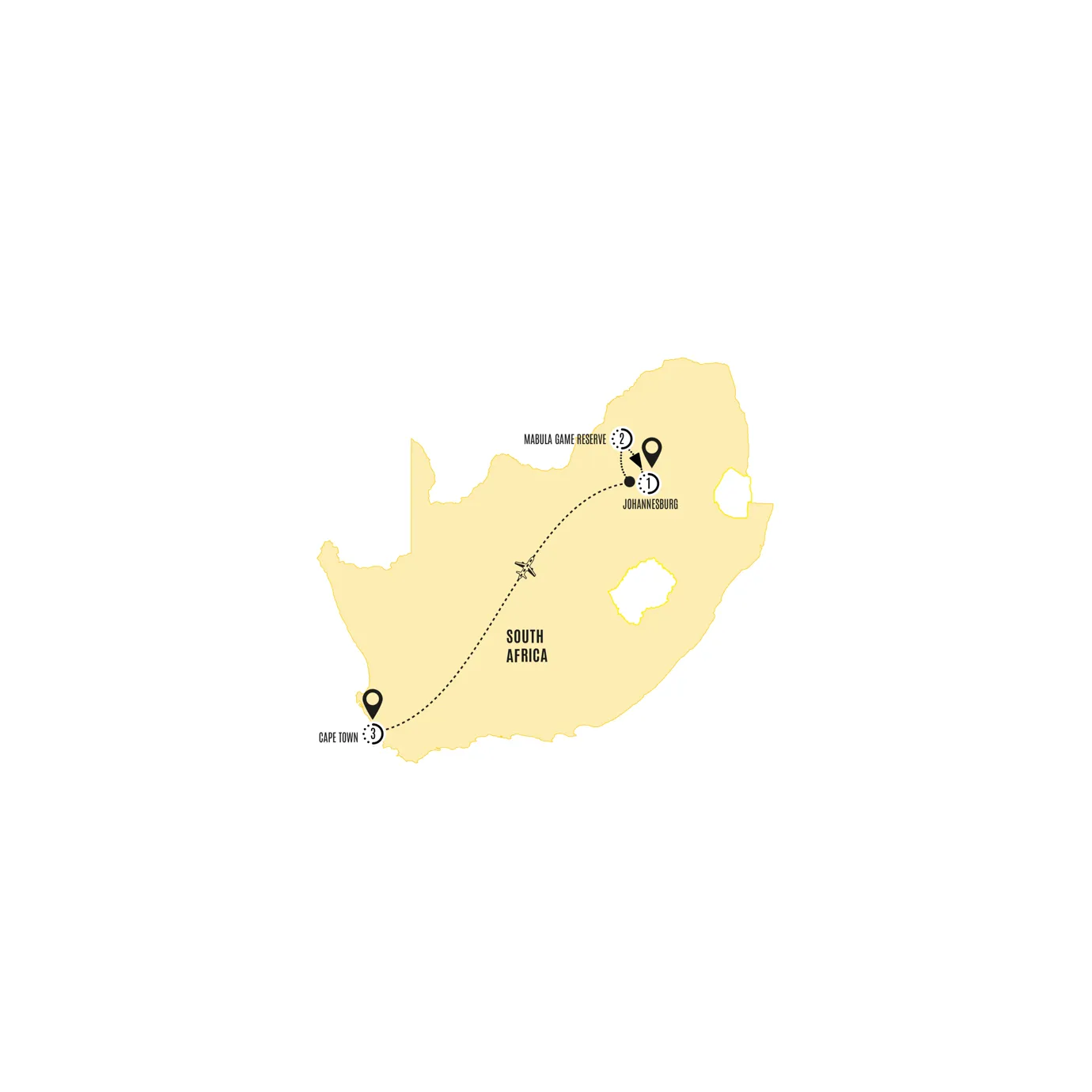 Icons Southern Africa Guided Tour Map 2025