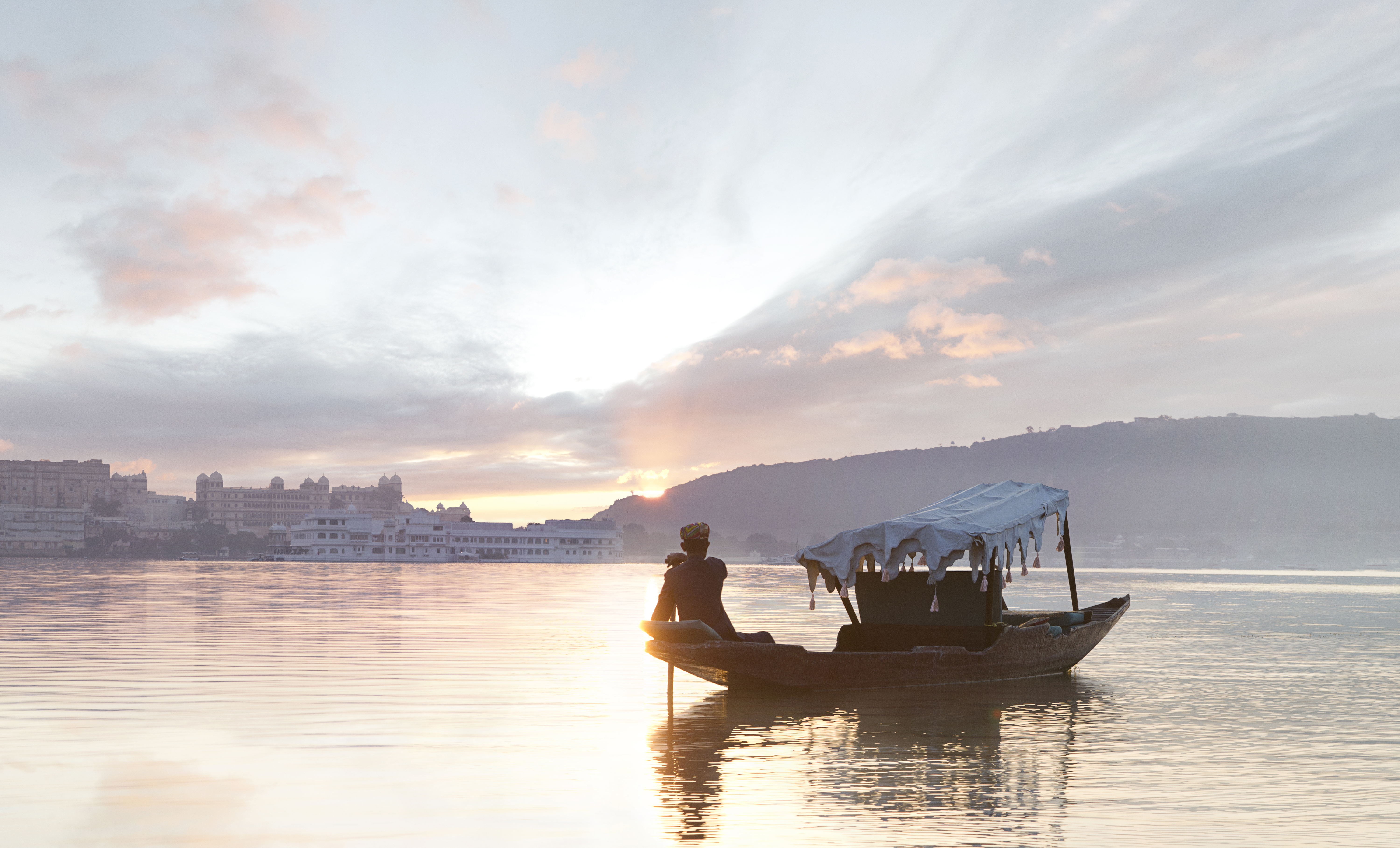 Traditional Indian Boat On Lake Pichola