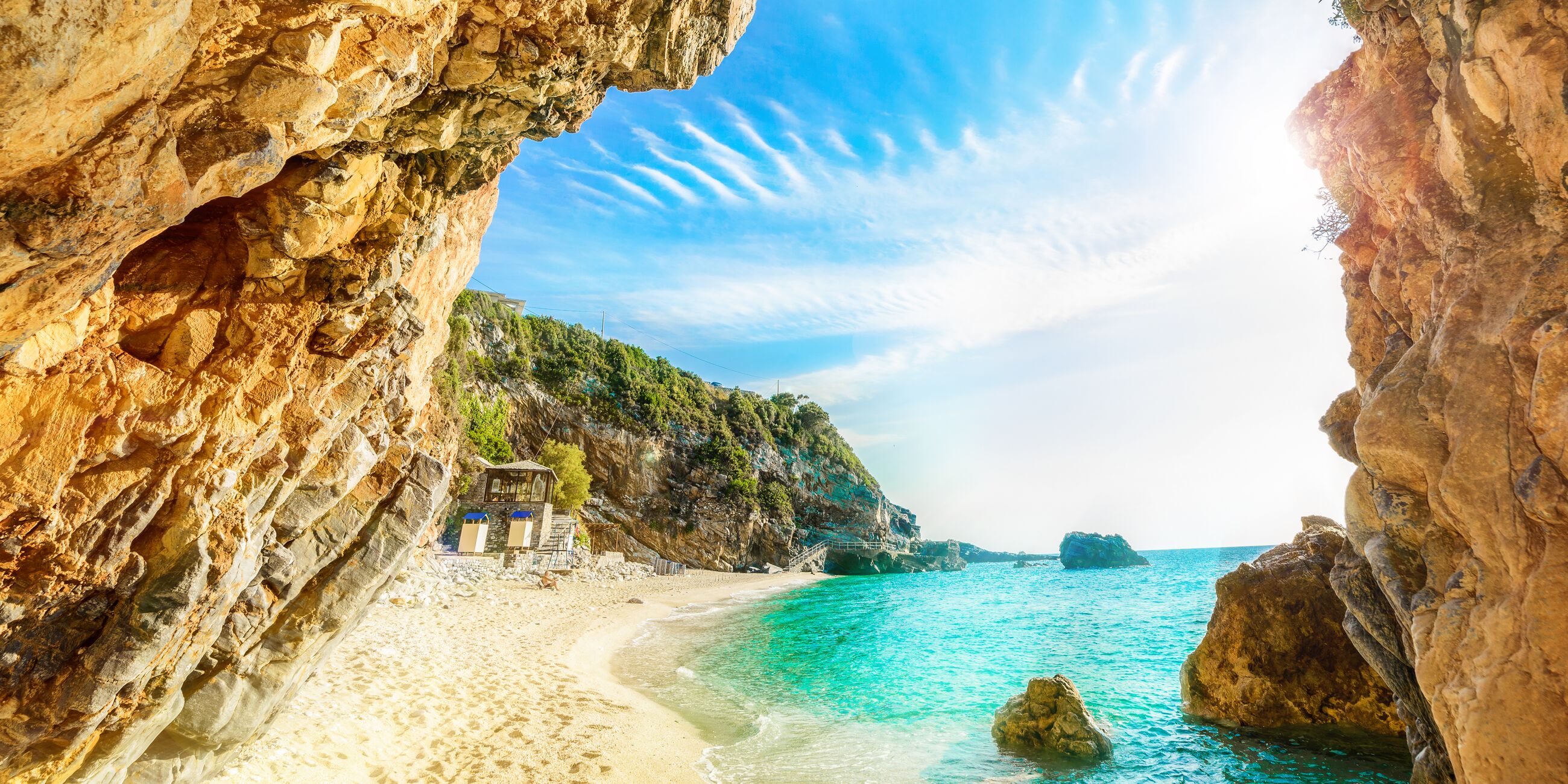 Sunny beach in Corfu, Mediterranean