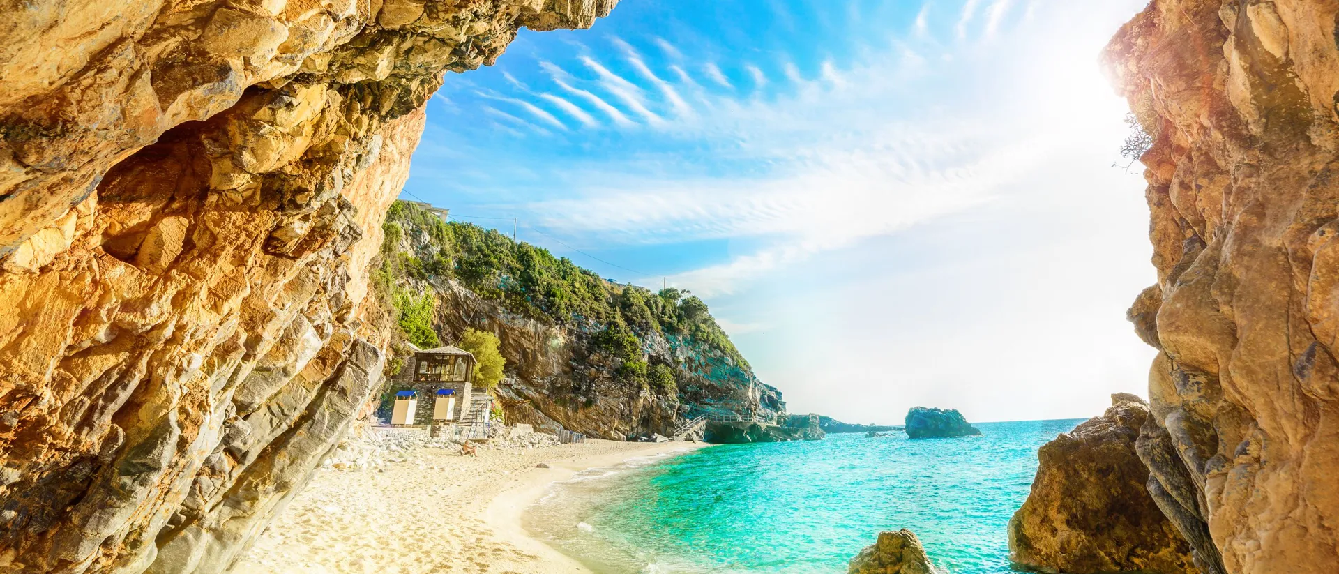 Sunny beach in Corfu, Mediterranean