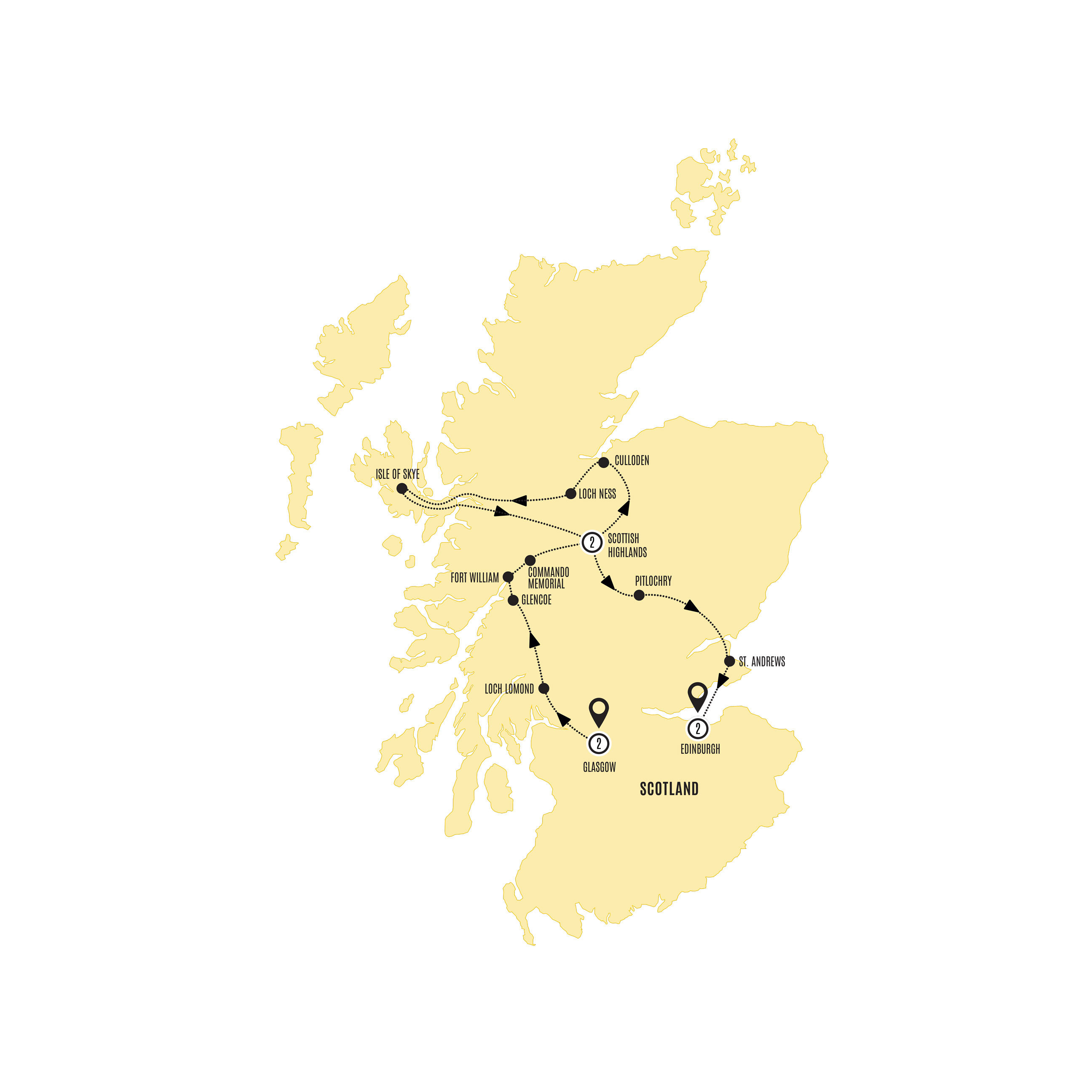 Majestic Scotland Guided Tour Map 2026