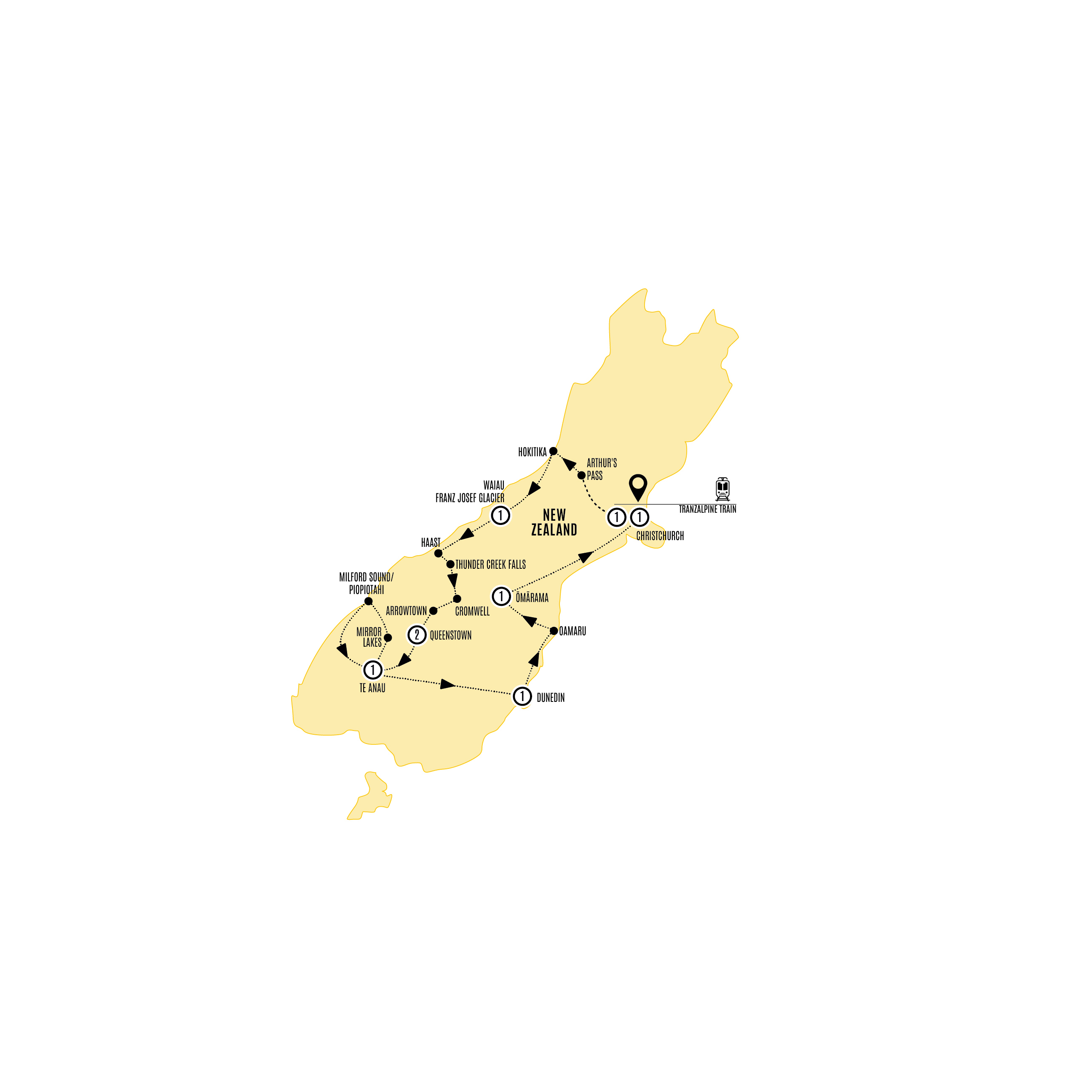 Southern Wonders Guided Tour Map 2026-27-28