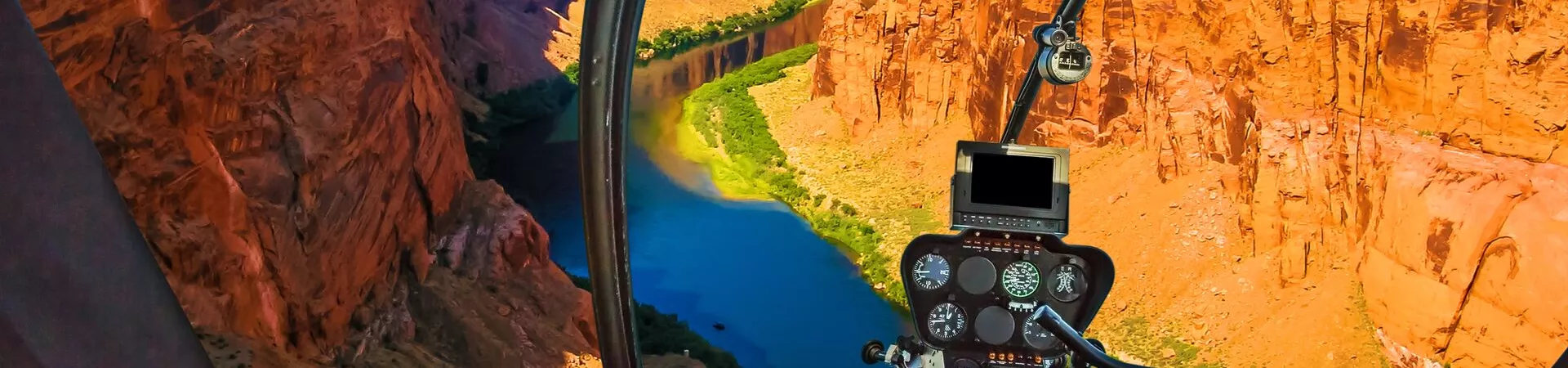 Point of view from helicopter above Grand Canyon