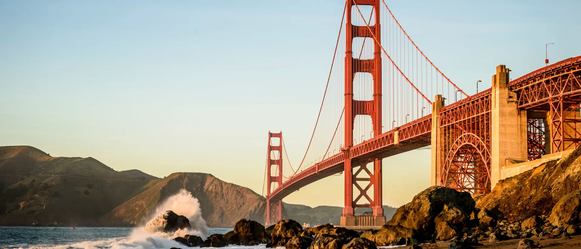 View of the Golden Gate Bridge from the Beach, San Francisco, California, United States