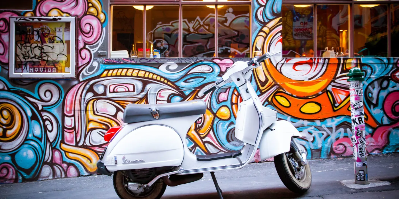 Scooter on Hosier Lane in Melbourne