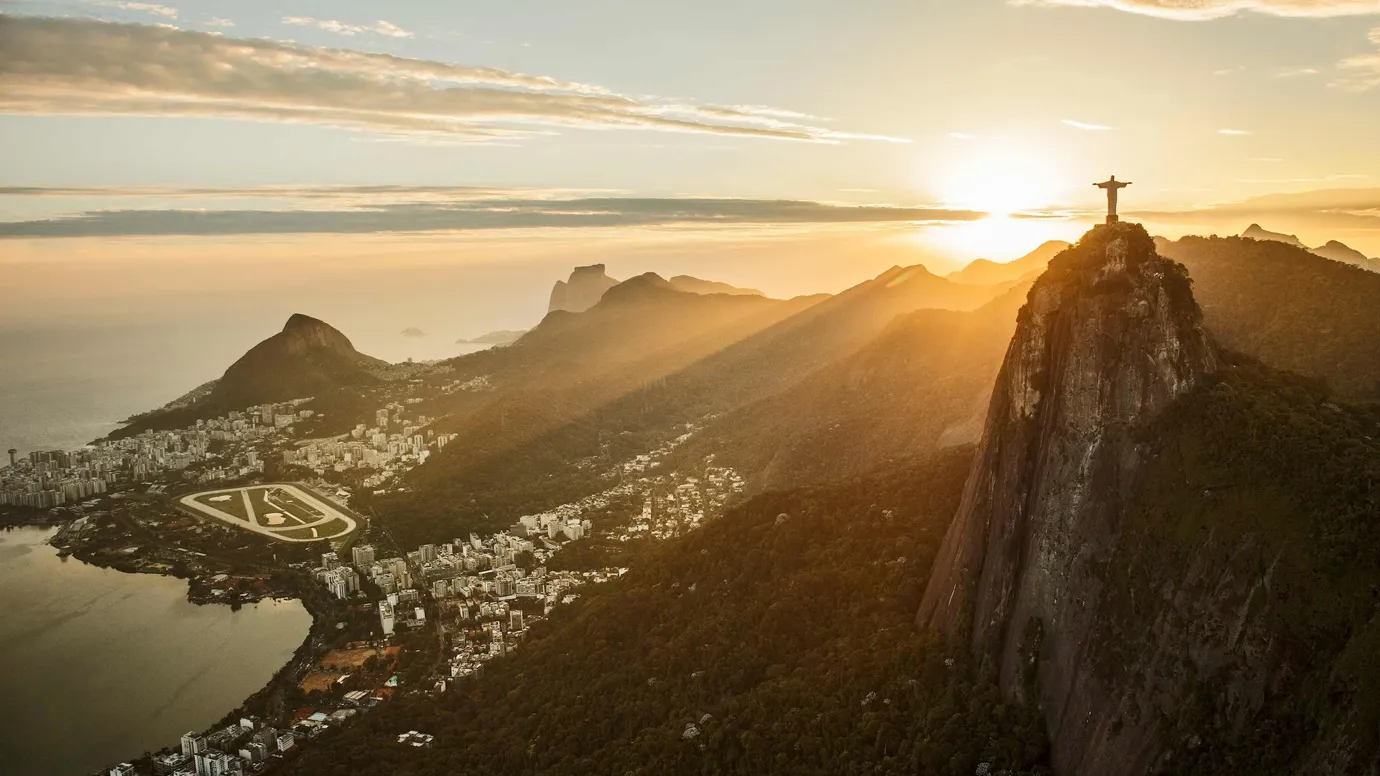 Panoramic view of Christ the Redeemer in Rio de Janeiro, Brazil