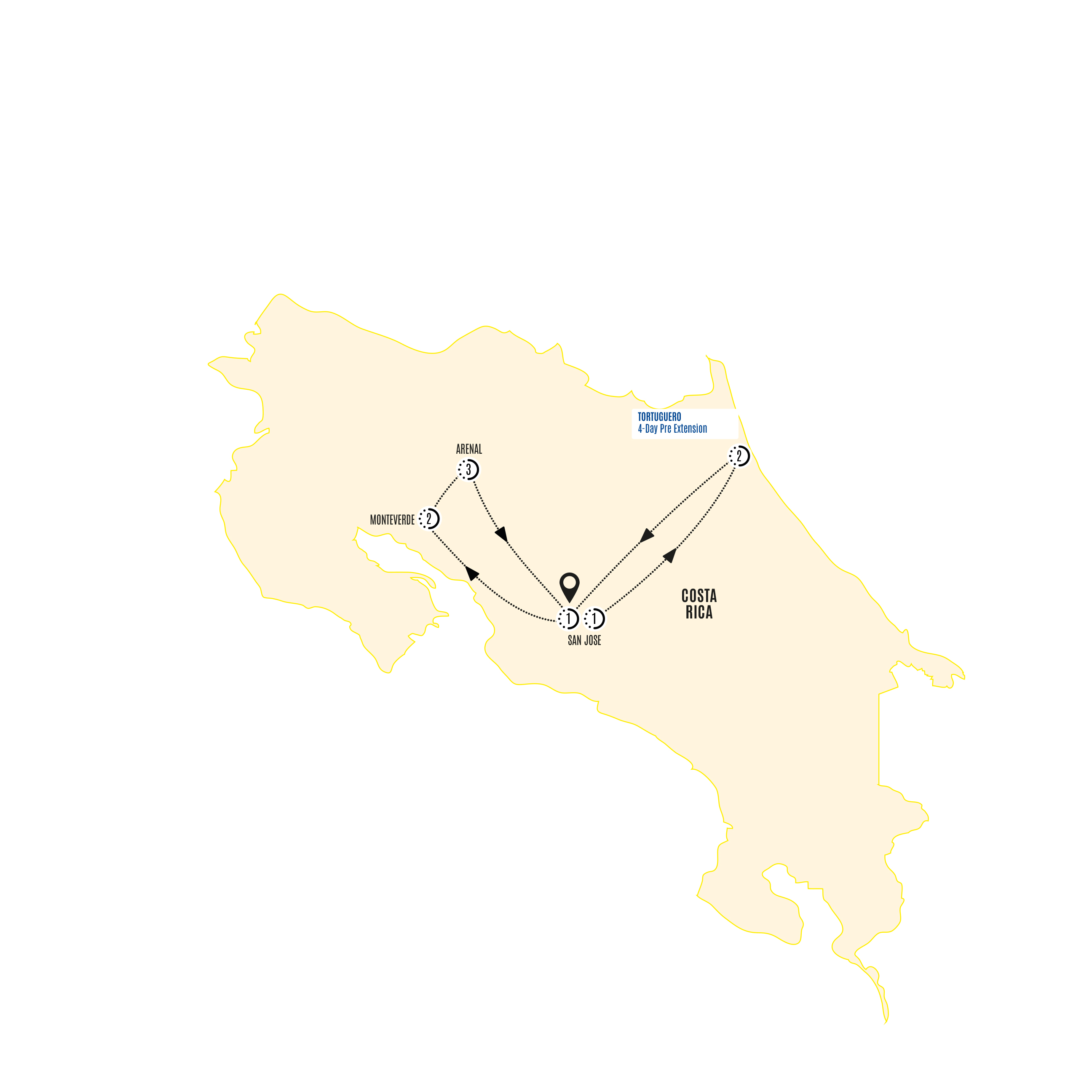 Costa Rica Adventure Tortuguero Extension Guided Tour Map