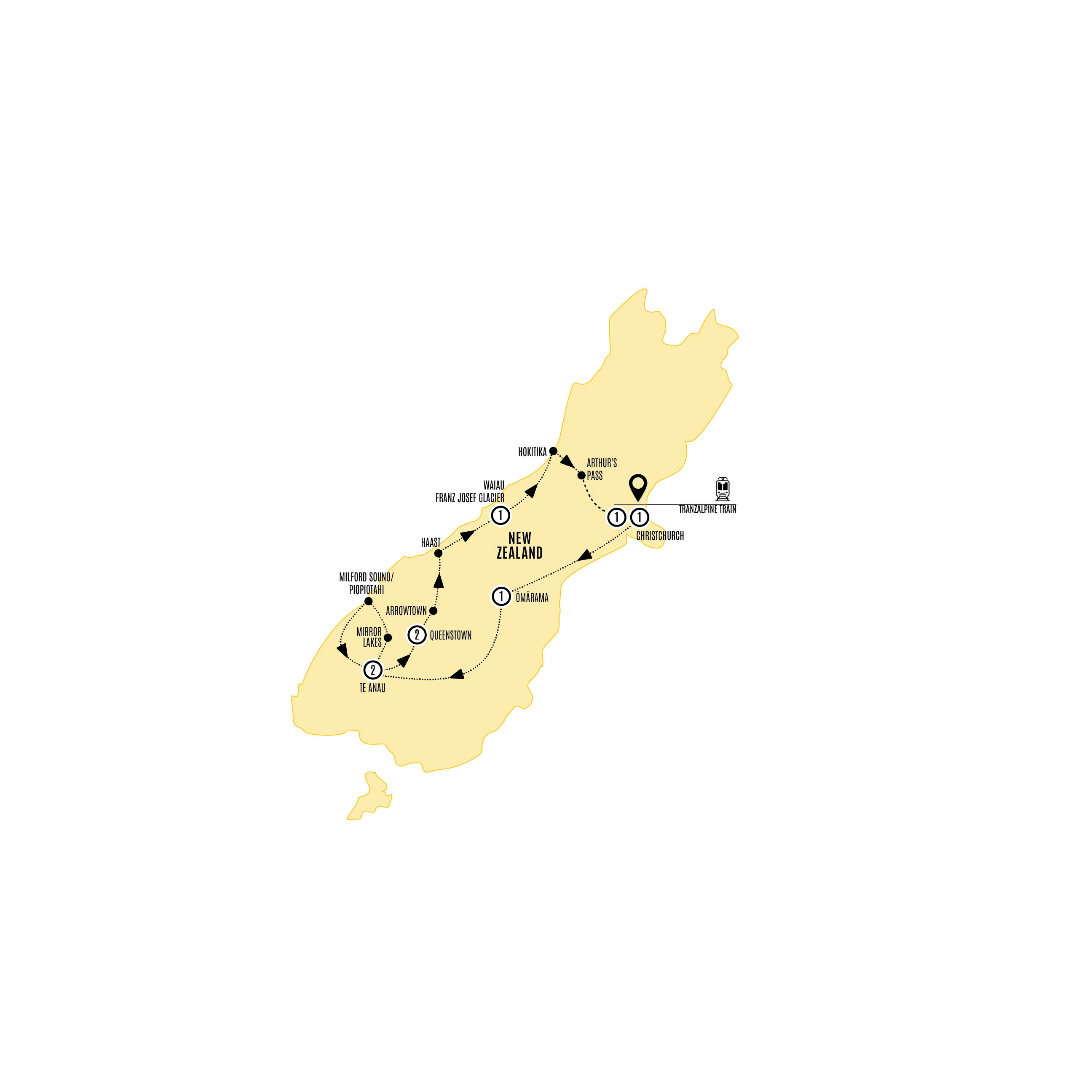 Southern Spotlight Guided Tour Map 2026-27-28