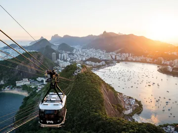A cable car overlooking the city in Rio de Janeiro, Brazil