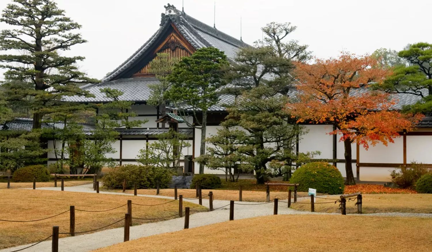 Nijo Castle Kyoto Japan in beautiful gardens in Autumn