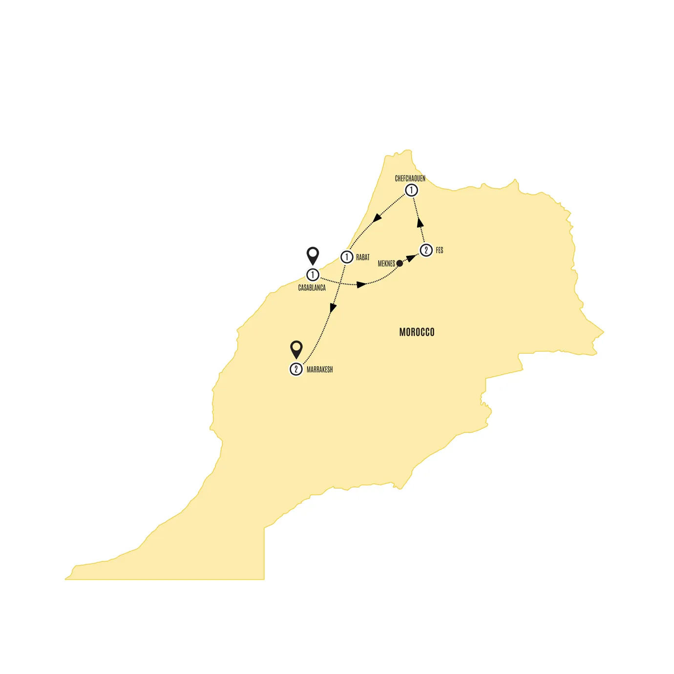 Map Highlights of Morocco Guided Tour 2026