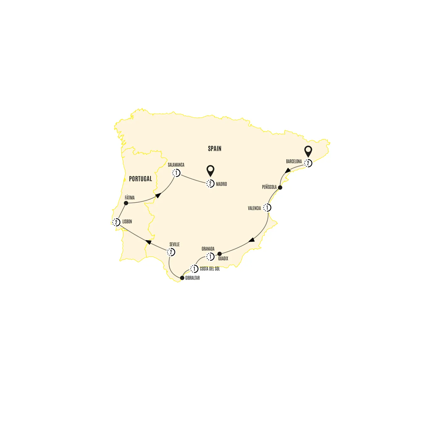 Iberian Explorer Guided Tour Map