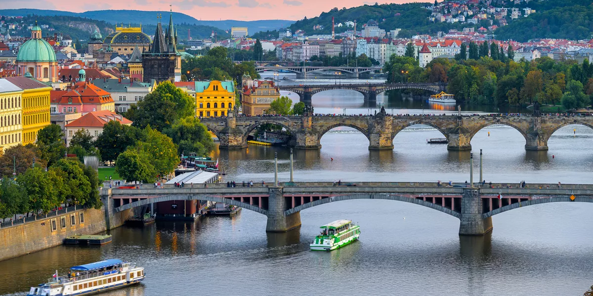a River Vltava Cruise at Charles bridge in Czech Republic