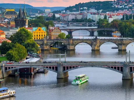 a River Vltava Cruise at Charles bridge in Czech Republic