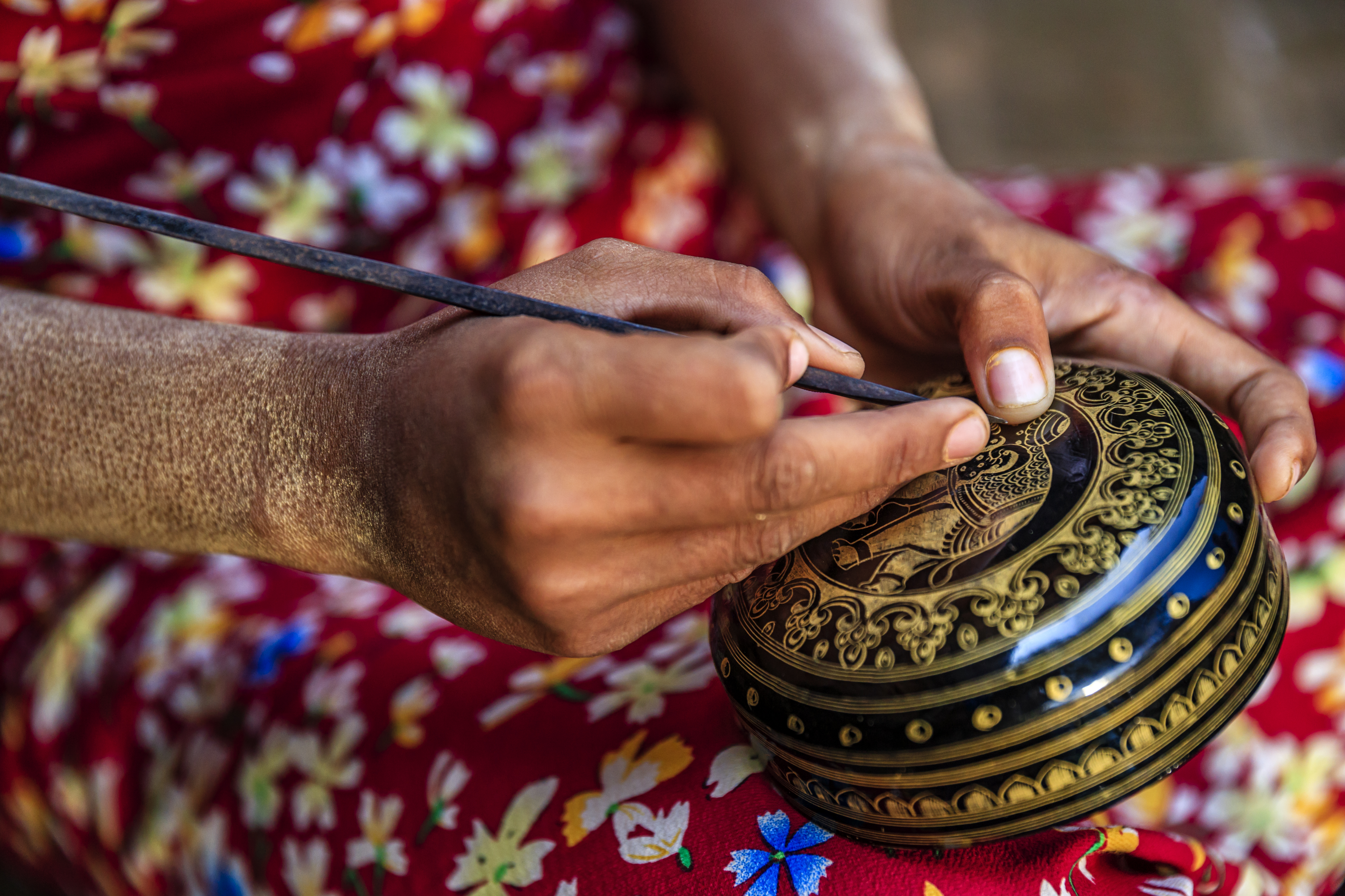 Lacquerware being made in Bagan, Myanmar