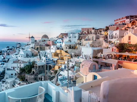 a view of Santorini in Greece