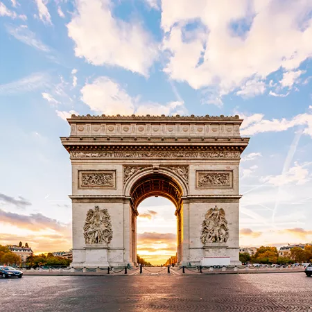 Arc De Triomphe At Sunrise in Paris France