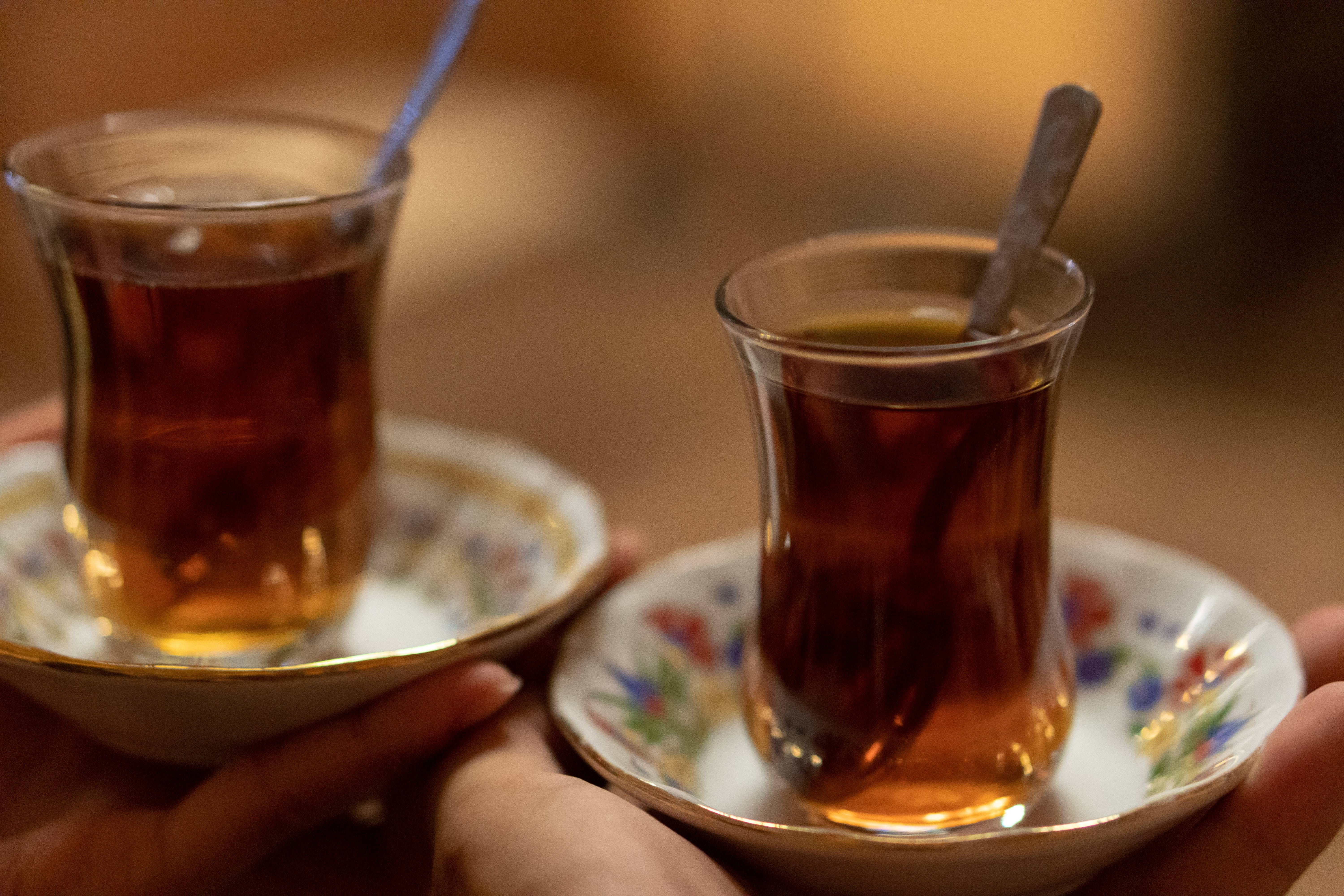 Glasses with traditional Turkish tea