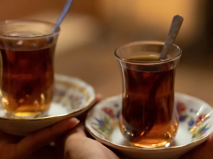 Glasses with traditional Turkish tea