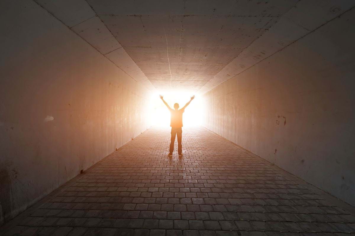 Man standing in tunnel of hope Bosnia