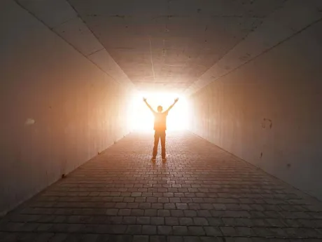 Man standing in tunnel of hope Bosnia
