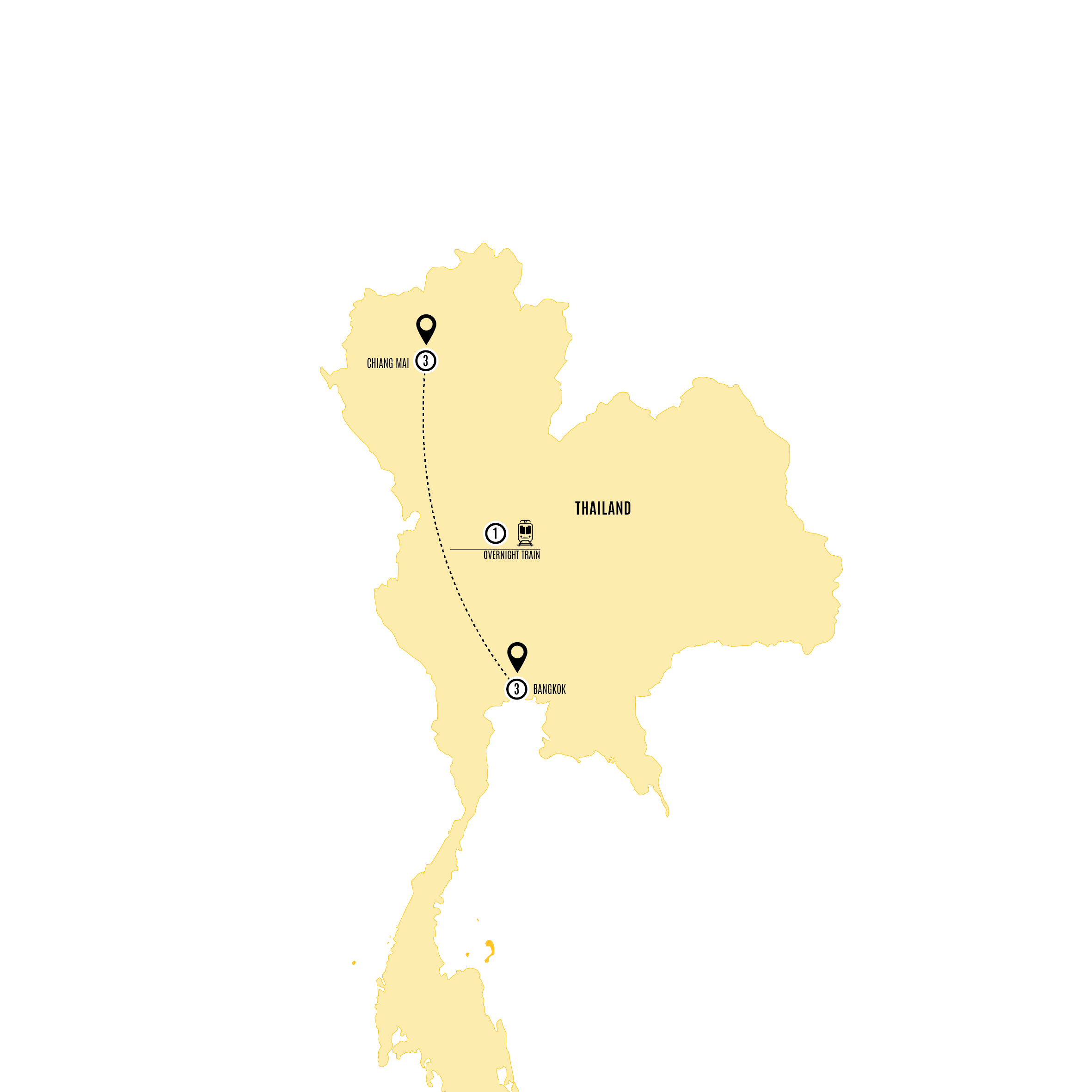 Highlights of Thailand Guided Tour Map 2027