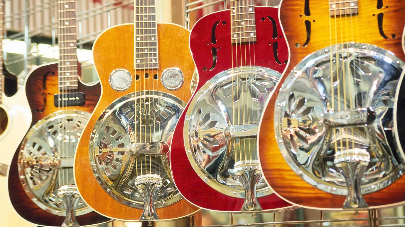 Guitars on display in Nashville, Tennessee, USA