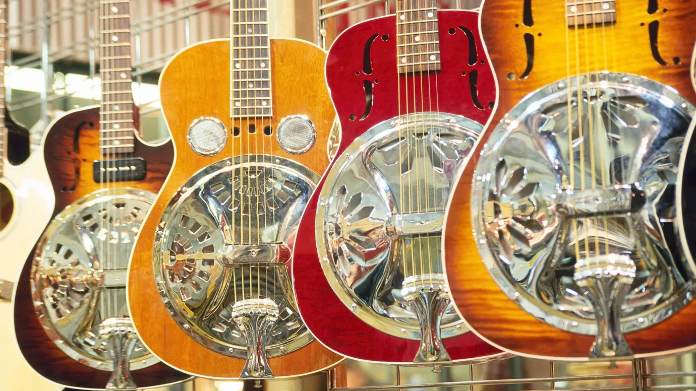 Guitars on display in Nashville, Tennessee, USA