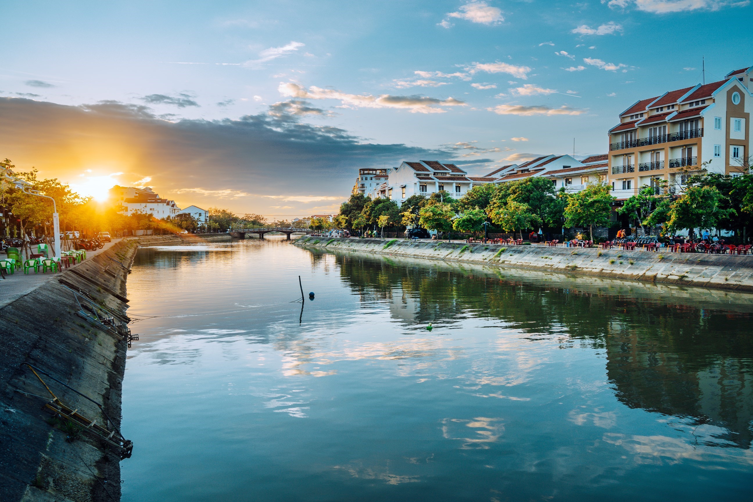 Sunset over the river in Hoi An, Vietnam