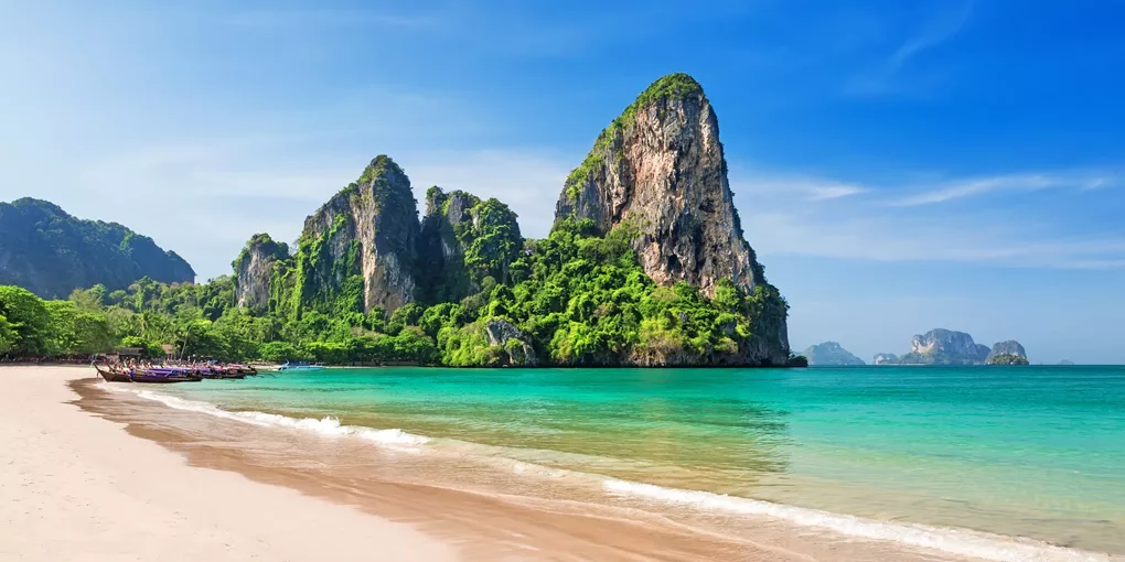 Thai longboats on beach