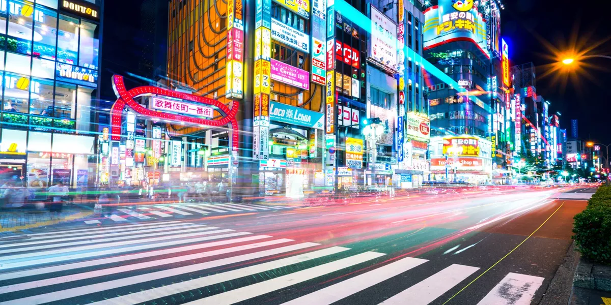 One Of Japan's Busiest Crossroads In Shinjuko District At Night