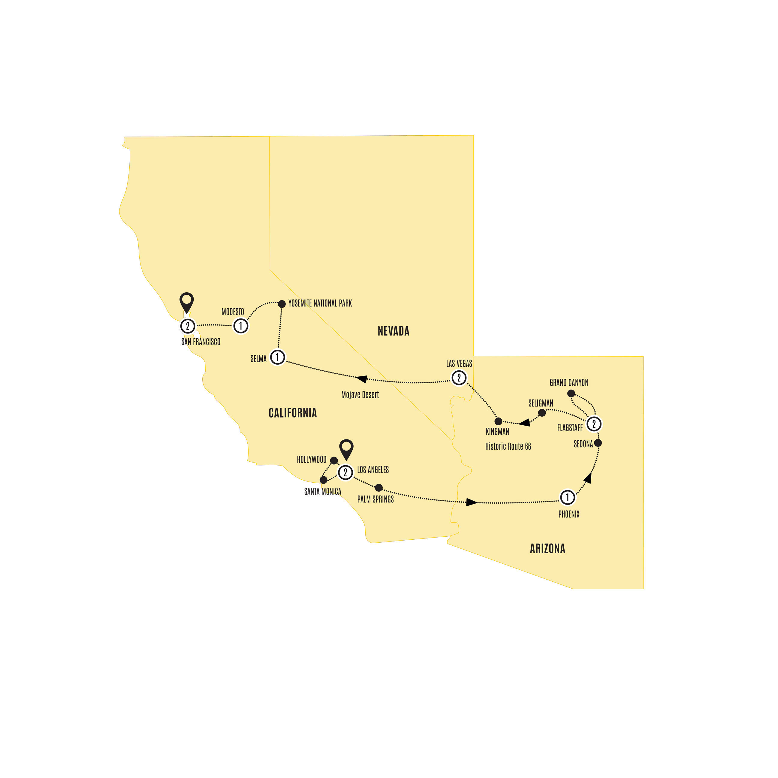 Best Of The West Guided Tour Map 2026