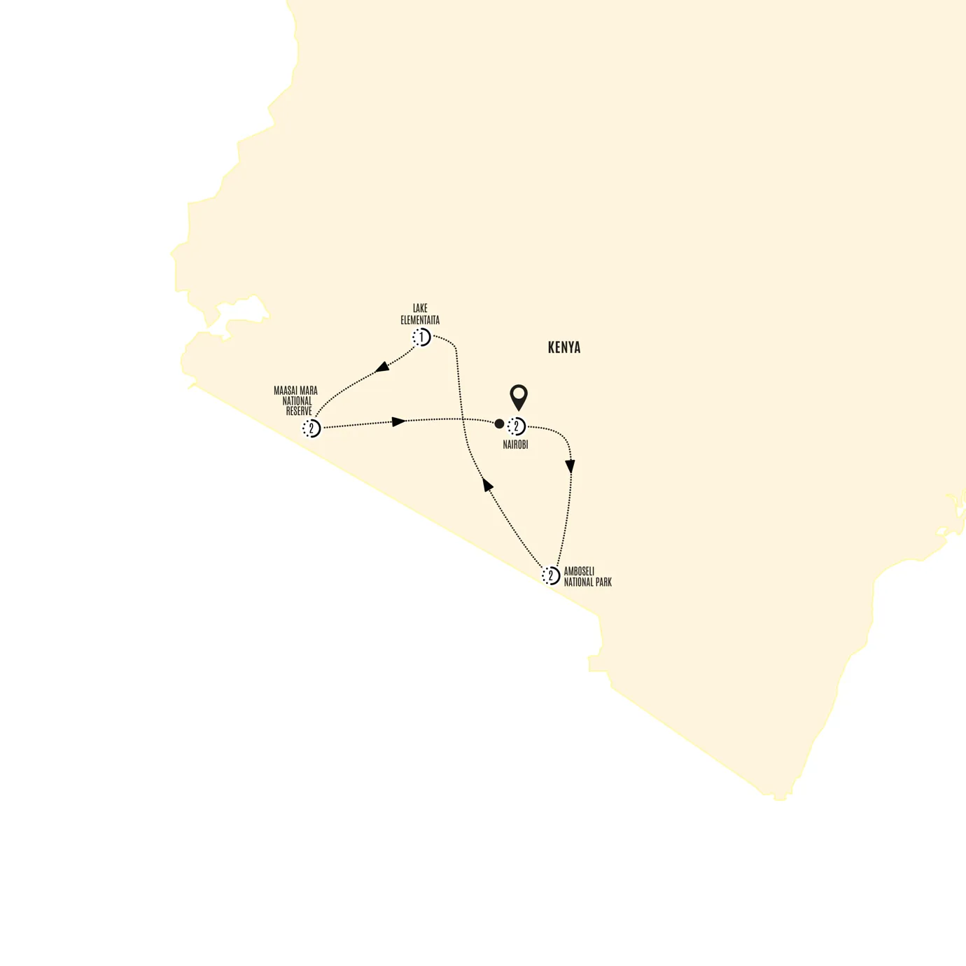 Highlights Kenya Guided Tour Map