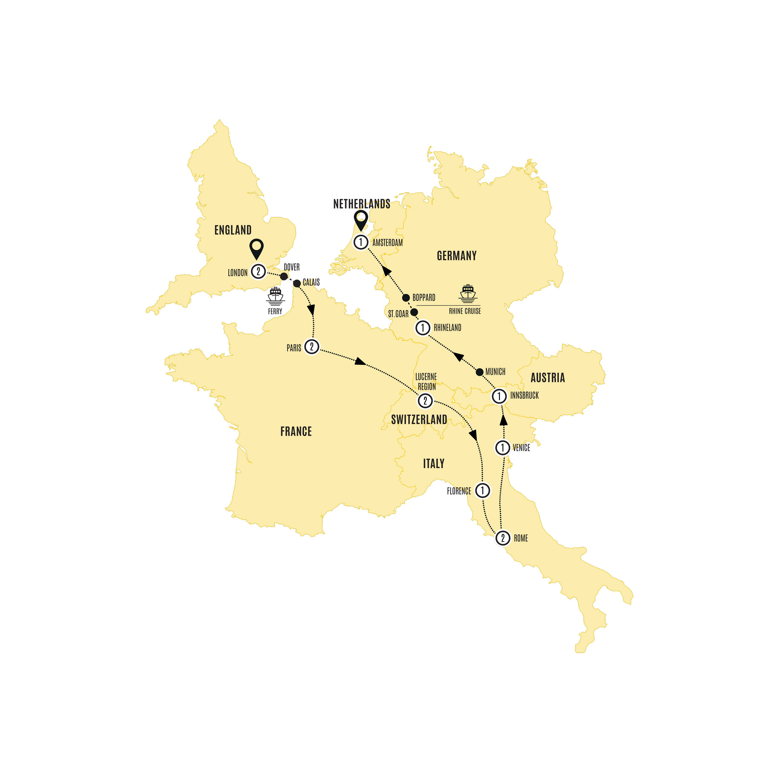 European Experience Guided Tour Map 2026