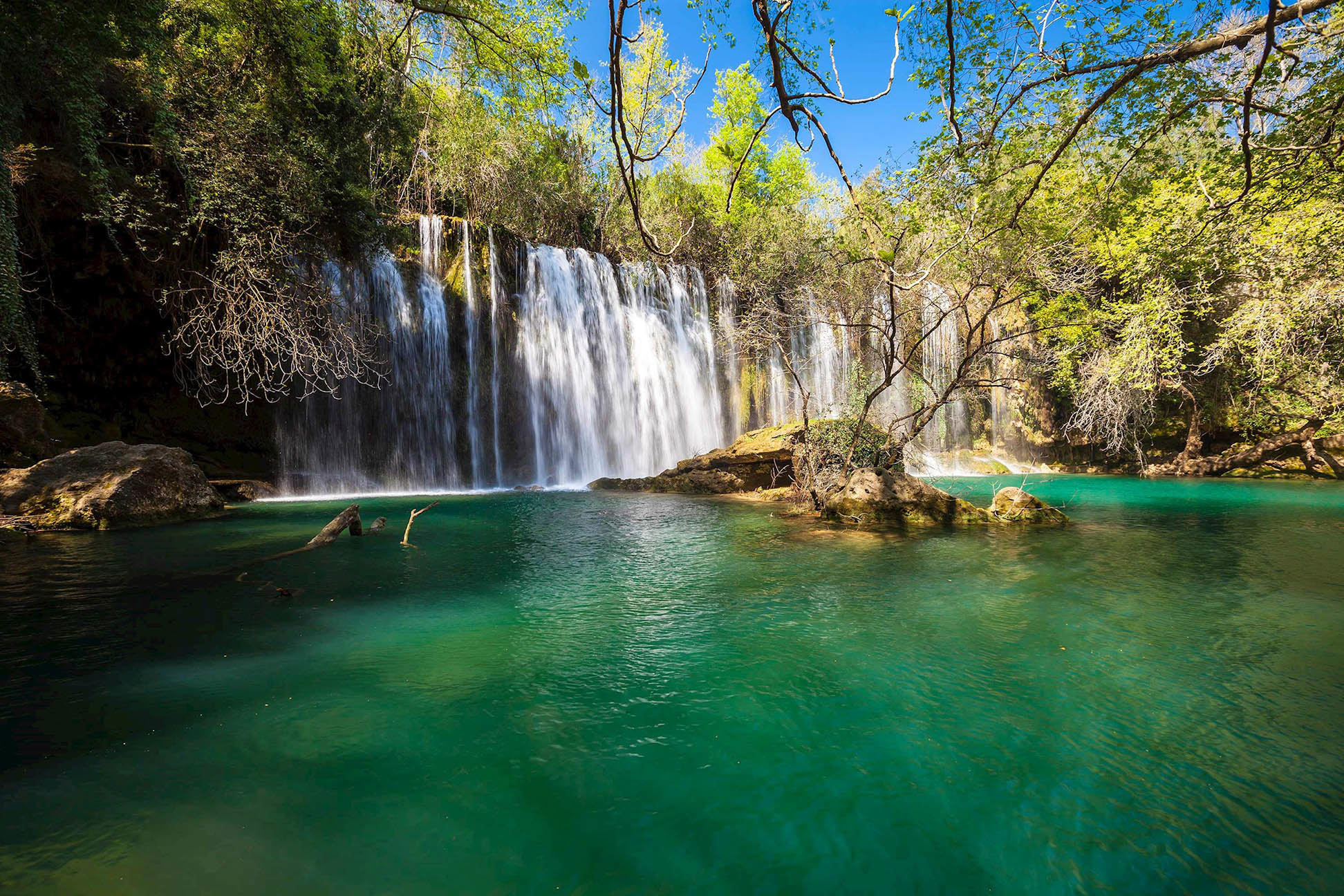 Manavgat Waterfall surrounded by greenery in Antalya, Turkey
