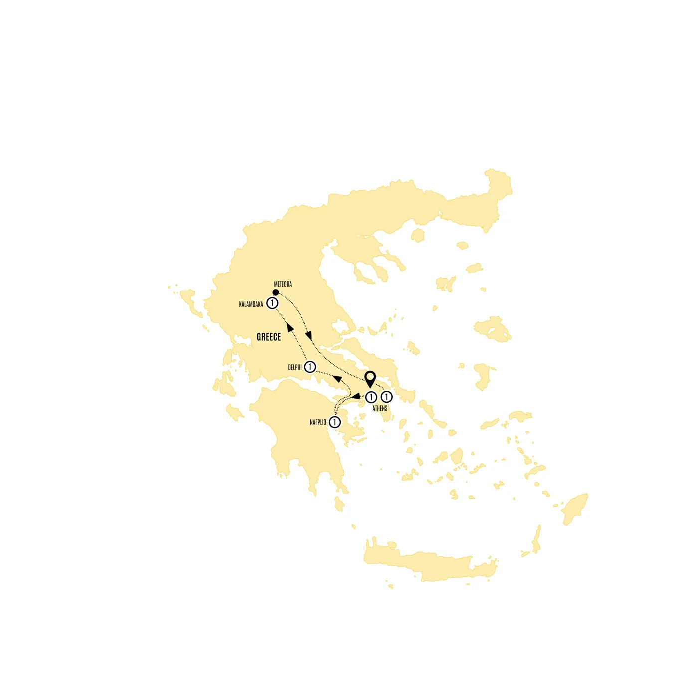 Highlights Greece Guided Tour Map 2027