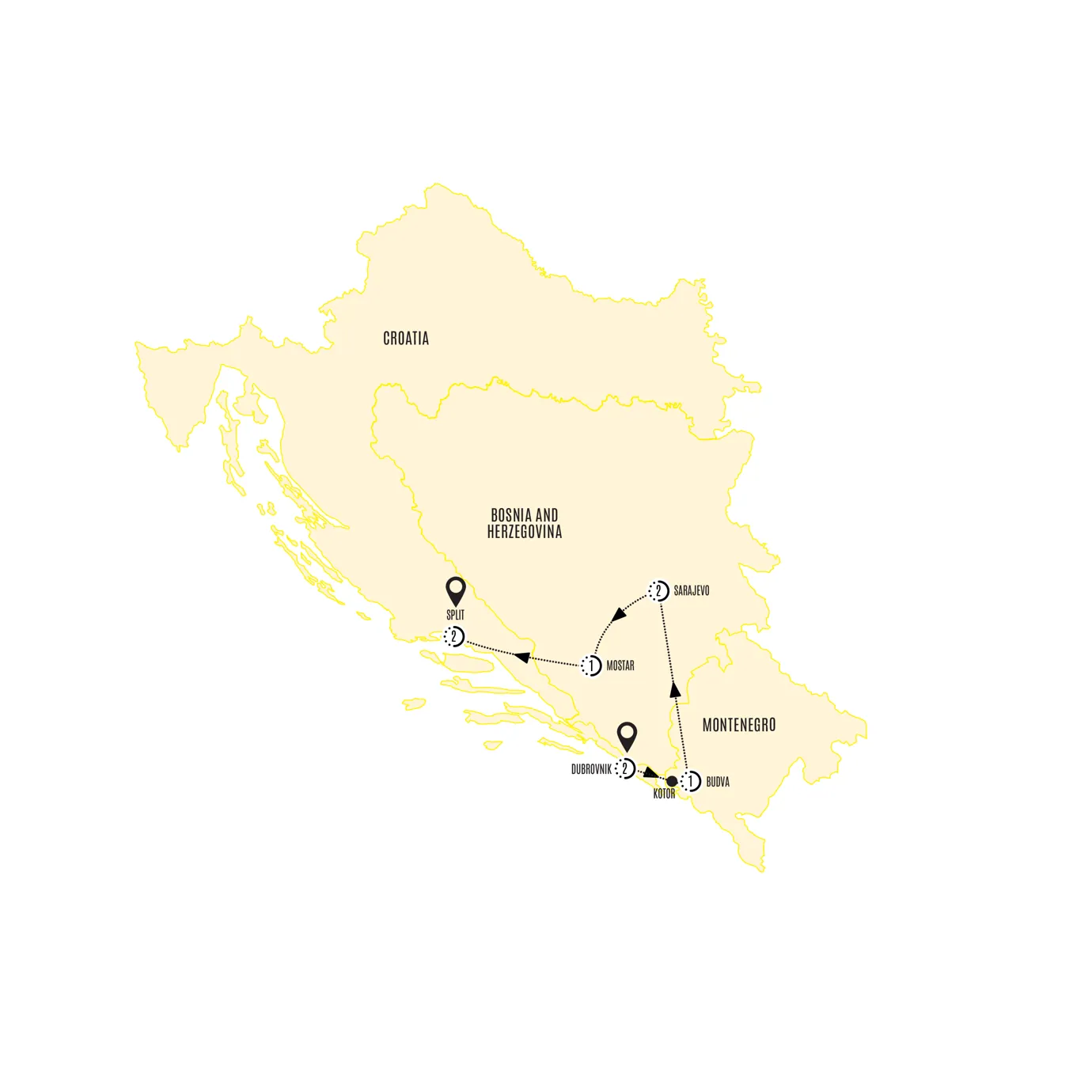 Best Balkans Guided Tour Map 2024