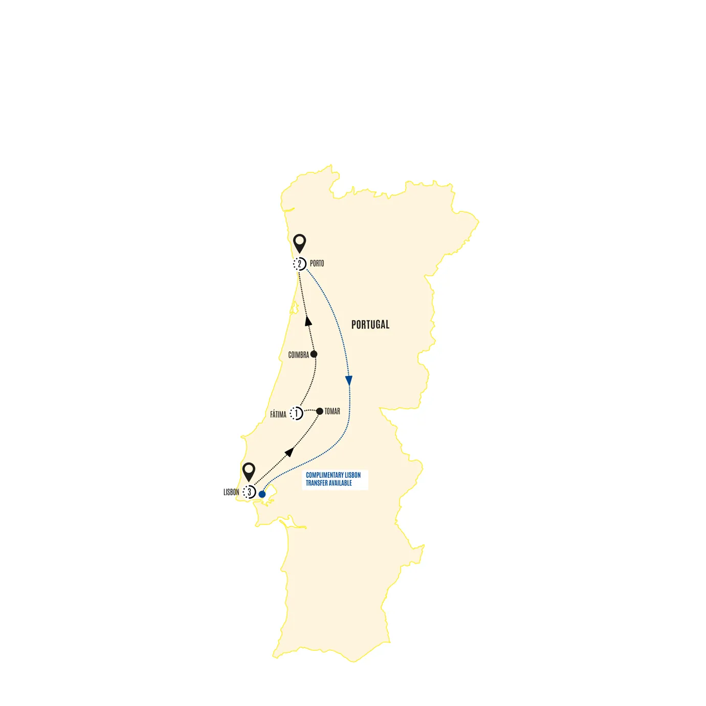 Picturesque Portugal Lisbon Porto Guided Tour Map