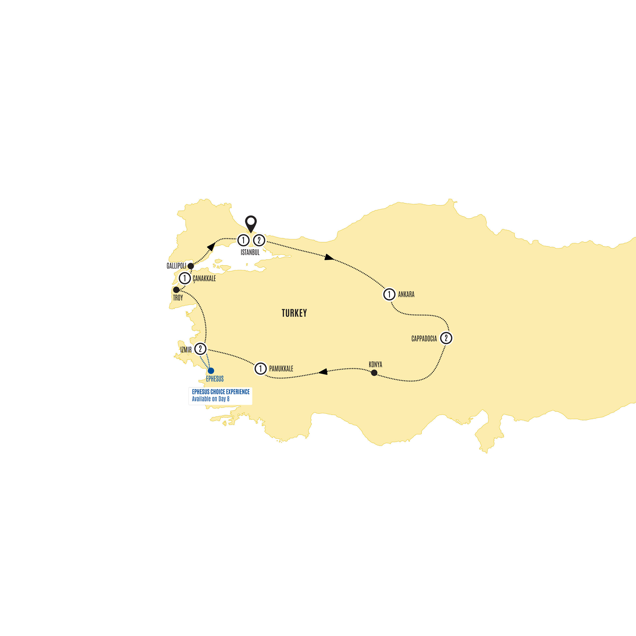 Wonders Turkey Guided Tour Map 2025