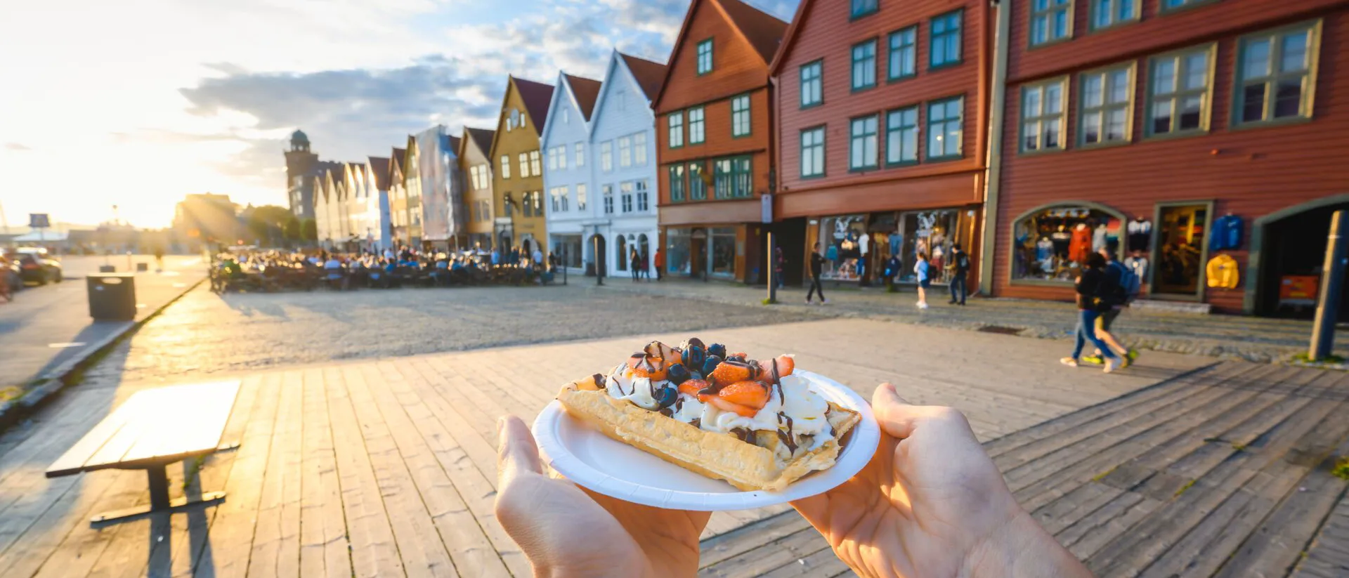 Norwegian waffle on a plate in Bergen, Norway