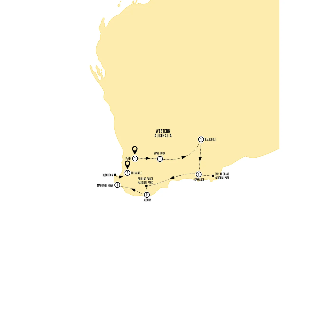 South Western Escape Guided Tour Map 2026