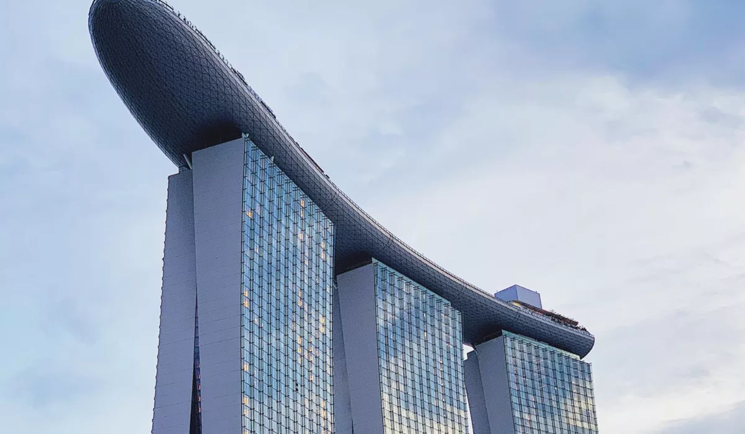 The top of a Modern Skyscraper Marina Bay Sands Hotel Singapore