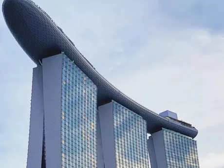 The top of a Modern Skyscraper Marina Bay Sands Hotel Singapore