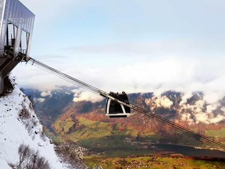 Cable Car on Mount Stanserhorn in Switzerland