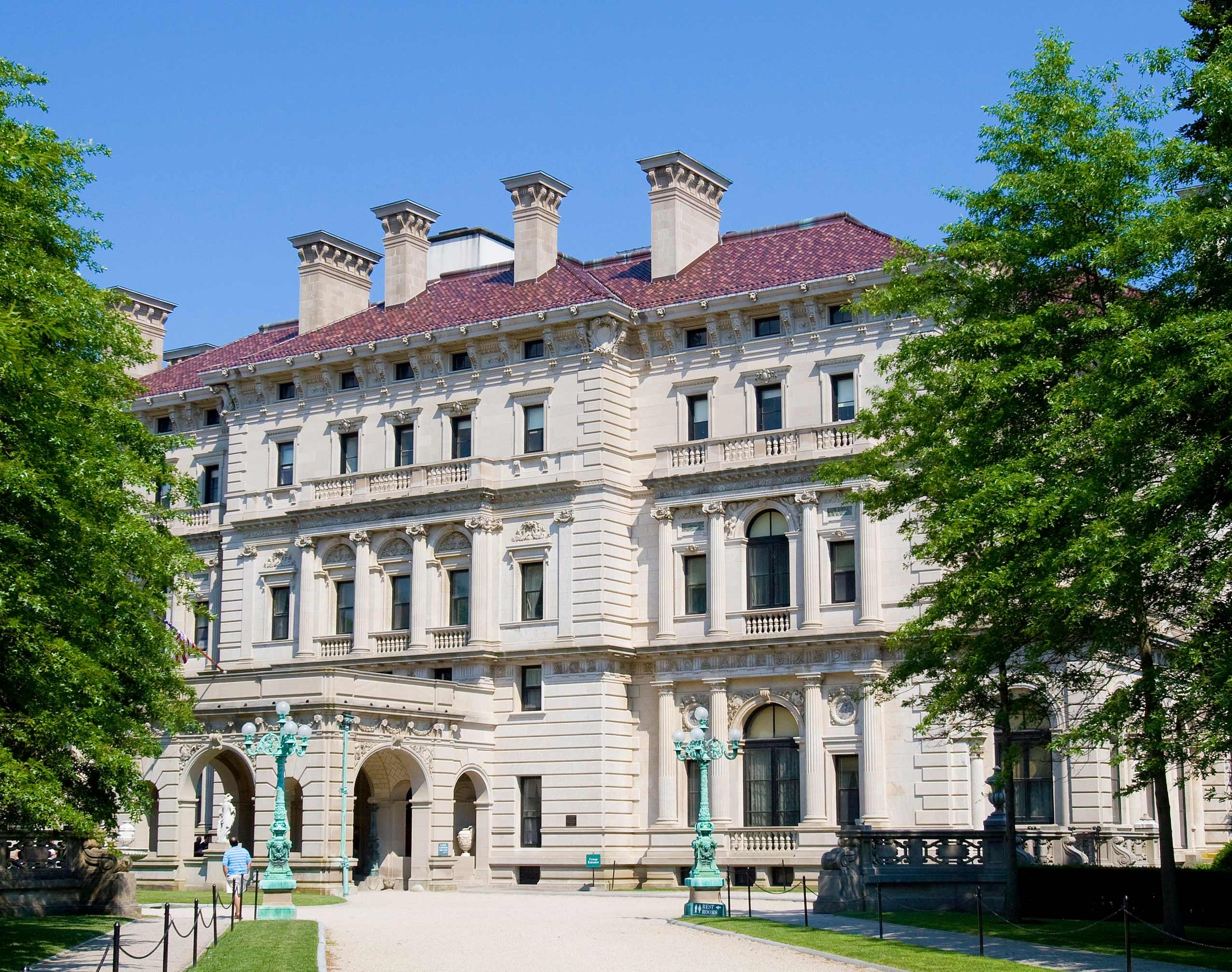 See the magnificent Newport Mansions on Bellevue Avenue built by the wealthiest New York families in the 19th Century, USA