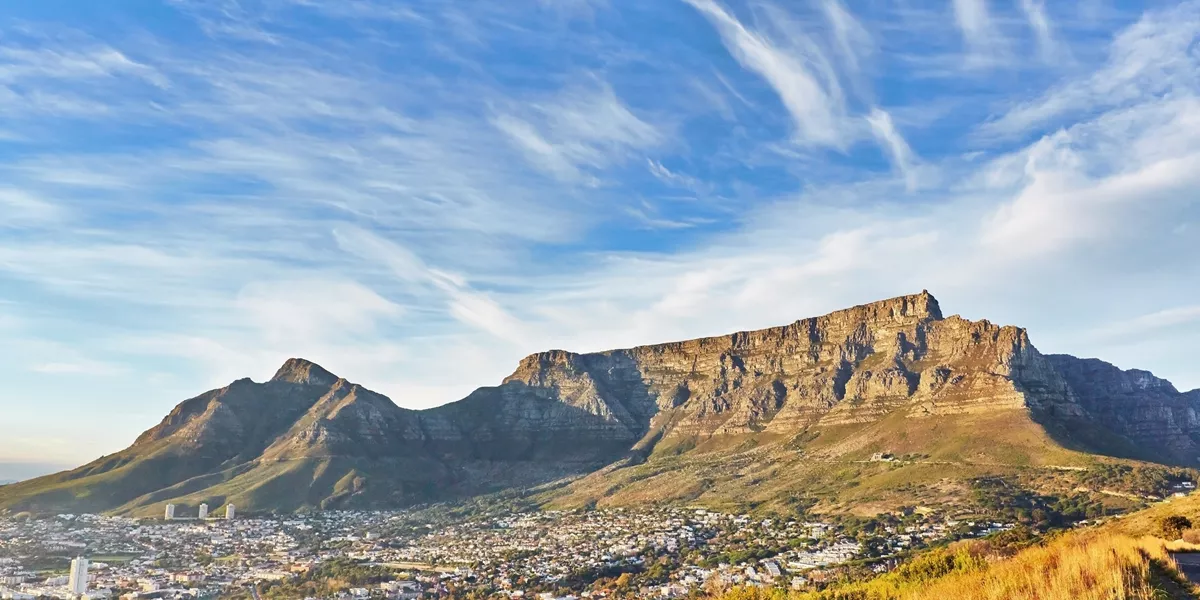 Views of Table Mountain and Cape Town in South Africa