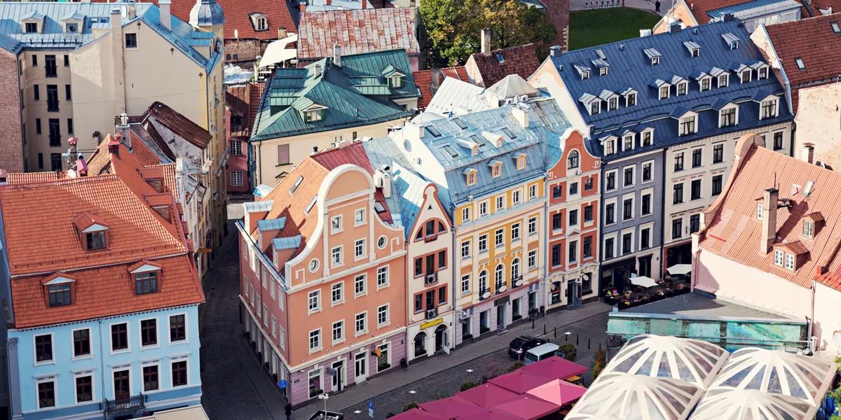 An aerial view of Riga, Latvia