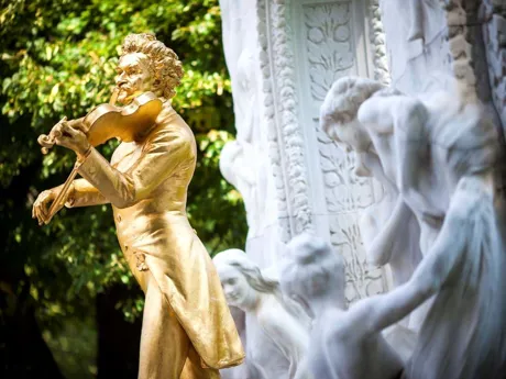 Gold Johann Strauss Statue in Vienna, Austria